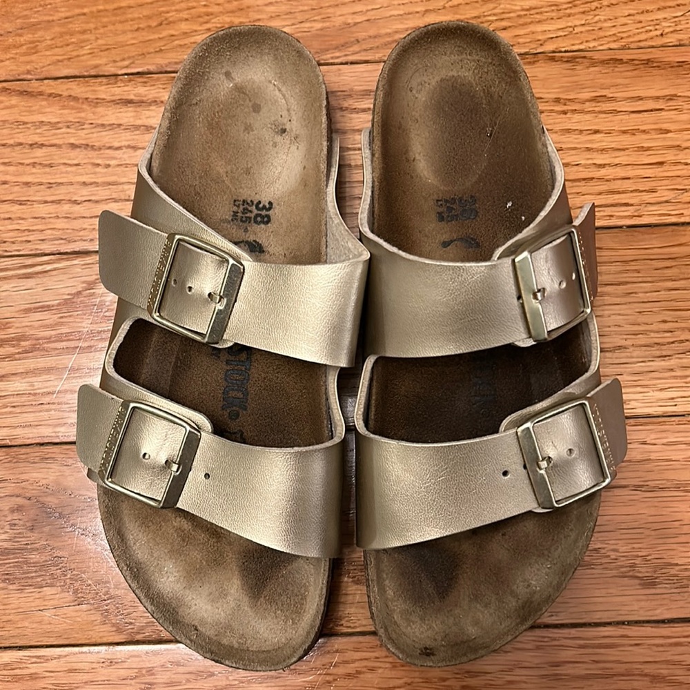 Gold Birkenstock sandals size 38/7